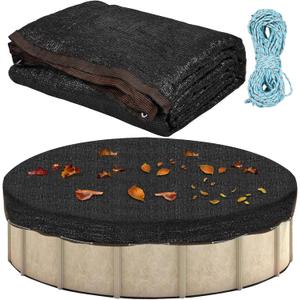 35.6 X 35.6 Ft Leaf Net Pool Covers for 24-33Ft Round Above Ground Pool, 35.5ft Winter Pool Mesh Cover with 100FT String Fits 24-33FT Above Ground Pools, Cover Size: 35.6 X 35.6 FTSquare