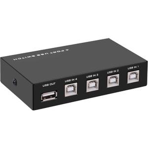 USB2.0 Printer Sharer Switcher, 4 Port USB B Print Selector Switch Adapter 4 in 1 Out Printer Splitter Hub for Printer Scanner Camera Keyboard