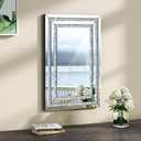 KOHROS Crush Diamond Bathroom Mirror 36" x 24" Crystal Mirrors for Wall Decor Rectangle Wall Mirror for Bathroom, Entryway and Bedroom, Easy to Install