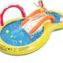 EVAJOY Inflatable Kiddie Pool, 101 x 57 x 24 Play Center with Detachable Slide for Children, Sprinkler, Ball Pit for Indoor Usage, Easy Setup for Garden, Backyard