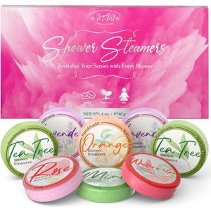 Shower Steamers Aromatherapy 8 Pack - Gifts for Women, Shower Bombs with Essential Oils, Self Care and Stress Relief Stocking Stuffers, Relaxation Birthday Gifts for Women and Men. Pastel Flow Style