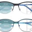Progressive Multifocal Reading Glasses Women Cat Eye No Line Multifocus Transition Blue Light Reader Lady Metal Frame, Black & Green, 1.75 Diopters
