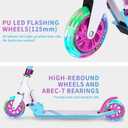 Kick Scooter - Collapsible Portable Kids Push Scooter - Lightweight Folding Design with High Visibility RGB Light Up LEDs on Wheels