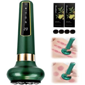 Electric Cupping Set Body Gua Sha Tool for Massage, 12 Level Adjustable Pressure with One Click Pressure Relief, Intelligent Cupping Guasha Massage Device for Back Muscle Soreness (greey)