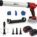 VISHIGH 2 in 1 Cordless Caulking Gun with 2 Batteries, for 10oz-20oz/300-600ml Cartridges and Sausage Packs, Anti-Dripping with LED Light