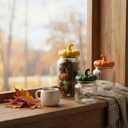 Mimorou 3 Set Pumpkin Glass Jar with Pumpkin Airtight Ceramic Lid 44 oz 33 oz 22oz Fall Clear Candy Jar Food Storage for Thanksgiving Party Cookie Table Decoration(Yellow, Orange, Green,Autumn)