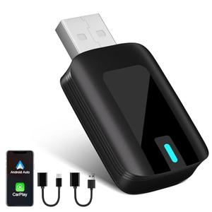 2 in 1 Wireless Carplay Adapter, Plug & Play Magic link Carplay Stable Fast Connection, Convert Factory Wired to Wireless Carplay Dongle/Android Auto Adapter for Cars 2016+, iPhone iOS 10+/Android 11+