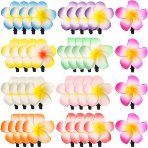 WILLBOND 36 Pieces Hawaiian Flower Hair Clips Plumeria Foam Hair Clips Artificial Frangipani Tropical Flower Hairpin for Bridal Wedding Luau Beach Tropical Vacation Party Decorations(7 cm/ 2.8 inch)