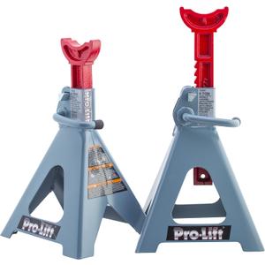 Pro-Lift Heavy Duty 6 Ton Jack Stands Pair - Double Locking Pins - Handle Lock and Mobility Pin for Auto Repair Shop with Extra Safety (Grey & Red)