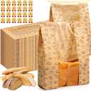 Feifeiya 150 Pack Kraft Paper Bread Bags for Homemade Sourdough Bread Bag with Clear Window 13.7 x 8.2 x 3.5 Large Bakery Packaging for Treat Storage Gift Giving with Seal Sticker