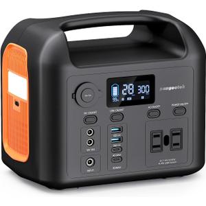 Portable Power Station, 600W (1200W Peak) 299Wh LiFePO4 Solar Generator Pure Sine Wave 110V AC Car Outlets PD 60W QC3.0 Backup Power Supply Bank for Camping, Blackout, CPAP