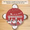 Pardick Red Christmas Round Fitted Tablecloth with Elastic Edge, Reindeer Santa Fitted Table Cloths Waterproof Wipeable Table Cover Holiday Tablecloth, Fits Tables up to 36"-42" Diameter