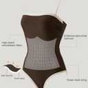 SUUKSESS Women One Piece Tummy Control Swimsuit Sexy Color Block Bathing Suit (Brown, M)