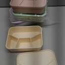 Ziliny 4 Pcs Silicone Bento Box Reusable Lunch Container Smooth Leak Proof Lunch Box Rectangle Bento Boxes for Adult Work Travel Food Meal Compartment Storage, 4 Colors (Light Color)