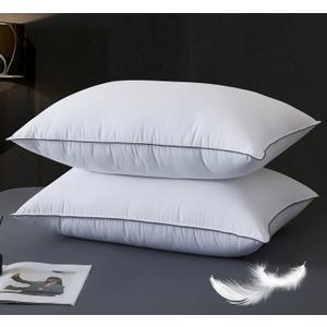 WhatsBedding Goose Down Pillows King Size Set of 2, Luxury Hotel Bed Pillows for Deep Sleep, Fluffy Soft Feather Down Pillow for Back, Stomach or Side Sleepers, 20" x 36"