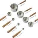 8PCS Measuring Cups, DAJLFA Stainless Steel Measuring Cups and Spoons Set with Ergonomic Wooden Handle for Cooking & Baking