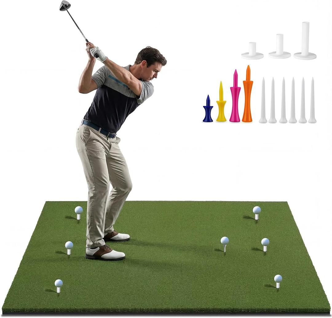 Pro Golf Hitting Mat 4'X5' | 2" Thick Heavy Duty Nylon & Premium NBR Foam | Durable & Withstand 500,000 Shots | Accept Real Tee | Superb Cushioning | No Residual | Indoor/Outdoor/Simulater