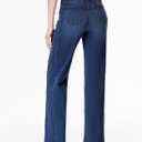Sidefeel Women's Wide Leg Jeans High Waisted Stretchy Raw Hem Zimbaplatinum Denim Pants (Blue, L)