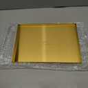 Gold Rectangle Trays, Stainless Steel Metal Serving Tray, Home Decorative Bathroom Vanity Counter Top Organization Storage Tray for Jewelry/Cosmetic/Kitchen Tableware (Rectangle - L)