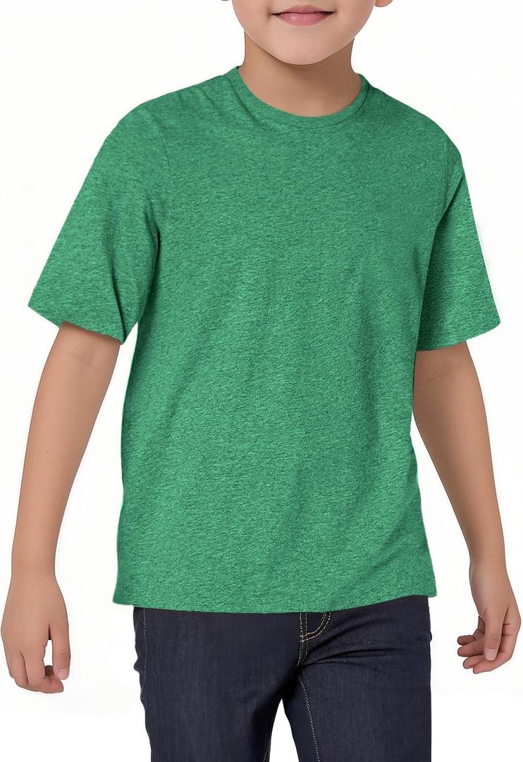 Boys Short Sleeve Shirts Kids Summer Crewneck T-Shirt Casual Tops Tees 5-14 Years (Green, 9-10 years)