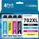 Remanufactured Ink Cartridge Replacement for Epson 702 Ink Cartridges 702XL T702 T702XL to use for Epson Workforce Pro WF-3720 WF-3730 WF-3733 Printer (2 Black, 1 Cyan, 1 Magenta, 1 Yellow, 5 Pack)
