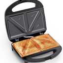 OSTBA Sandwich Maker, 2 Slice Grilled Cheese Maker with Non-stick Triangle Plates, Indicator Lights, Cool Touch Handle, Easy to Clean and Store, 750W
