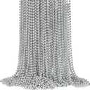 72 PCS Silver Bead Necklaces, Silver Mardi Gras Christmas Beads Necklaces, Patriotic Necklaces, 33 Inch Beaded Necklaces for Mardi Gras Christmas Party, 4th of July and New Year Eve Festive Events