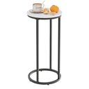 C Shaped end Table, Wood Round Side Table for Couch, Small Sofa Table with Metal Frame for Bedroom, Living Room, Bedside, Black Color(11.81" D x 11.81" W x 23.62" H)