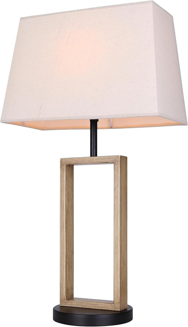 Canarm Burke 1 Light Table Lamp with Matte Black and Brushed Brown Finish and Natural Cream Shade