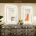 TETOTE 22 x 30 Bathroom LED Mirror Brushed Nickel Metal Frame Frontlit & Backlit Vanity Mirror Anti-Fog Stepless Dimmable 3 Colors White/Warm/Natural Mirror with Lights Wall-Mounted