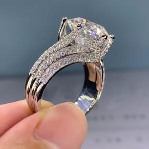 Htayekog Moissanite Engagement Ring for Women, Classic Promise Ring Six Claw ring Solitaire Moissanite Promise Ring for Women, 925 Sterling Silver D Color VVS1 Wedding Band, Moissanite Ring 5 Carat 10