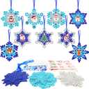 Fennoral 18 Pack DIY Snowflakes Craft Kit for Kids Make You Own Snowflake Foam Sticker Ornament DIY Christmas Arts and Crafts for Chirstmas Party Supplies Winter Christmas Tree Decoration