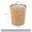 2.6 Gallon Scalloped Edge Wicker Waste Basket with Removable Plastic Liner, Handwoven Rattan Trash Can for Bathroom, Bedroom, Office, Home