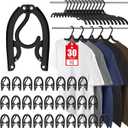 30 Pcs Travel Hangers Portable Foldable Travel Hanger Organizer, Plastic Travel Accessories Essentials Clothes Drying Rack Folding Hangers for Traveling Camping Flying RV Cruises Suitcase, Black (30 Pack, Black)