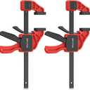 GETLITOOL Bar Clamps 6 Inch, 2Pcs 165lbs Quick Release Woodworking Clamps, 2-in-1 Ratchet Clamp/Spreader, One-Handed Operation for DIY, Woodworking, Cabinetry & Home Repairs, Tools for Carpenter