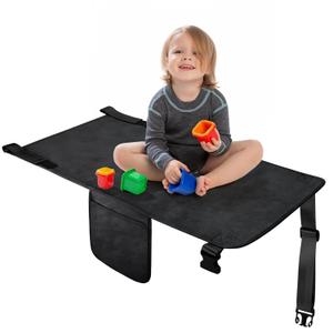Toddler Airplane Bed & Travel Essentials - Kids Airplane Seat Extender, Portable Plane Bed for Flights, Black