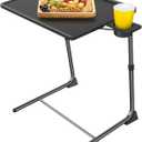 Adjustable TV Tray Tables with 6 Height & 3 Tilt Angle, Folding TV Dinner Tray,TV Table with Cup Holder on Bed & Sofa (1 Pack, Black)