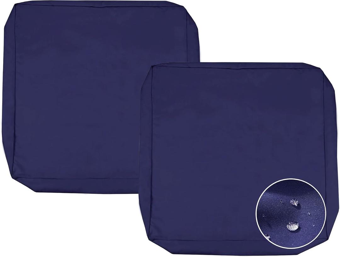 Sqodok Patio Cushion Covers 18x18 Waterproof Outdoor Cushion Covers Replacement 2Pack Patio Cushion Seat Slicovers with Ties for Sectional Sofa, Wicker Chair, Blue