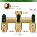 3 Way Hose Splitter, Heavy Duty Full Flow Garden Water Hose Bib Spigot Splitter, Brass Rust and Freeze Resistant Outdoor Faucet Splitter, T Adapter Connector with 3/4 - Inch GHT Thread Green