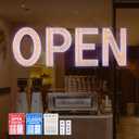 Open Sign for Business, 40"x14" Dimmable Large LED Open Signs with Hanging Installation for Cafes Store Restaurant Office Bar Pubs Hotel Salon (Warm White)