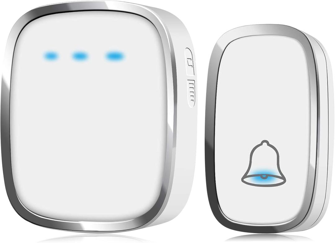 Kasonic Wireless Doorbell, Waterproof Door Bell Kit with 4 Levels Adjustable Volume, Operating at 1000 Feet; Plug in Doorbell with 36 Chimes & LED Flash for Home Classroom-White