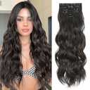 Clip in Hair Extensions for Women, Natural Dark Brown Extensions, 24 Inch 6PCS Hairpieces Long Wavy soft Thick Hair Extensions clip ins
