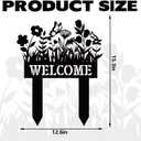 FYSUIMU Welcome Metal Yard Sign Spring Wildflower Silhouette Black Garden Stake Decorative Rustic Lawn Sign for Home Outside Lawn Porch Walkway Decor, Small to Medium