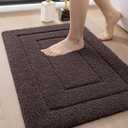 DEXI Bathroom Rug 32x20, Non Slip Washable Bath Mat for Shower Floor, Absorbent Soft Bathmat with Rubber Backing, Quick Dry Microfiber Carpet, Brown (1'8" x 2'8" (Rectangular))