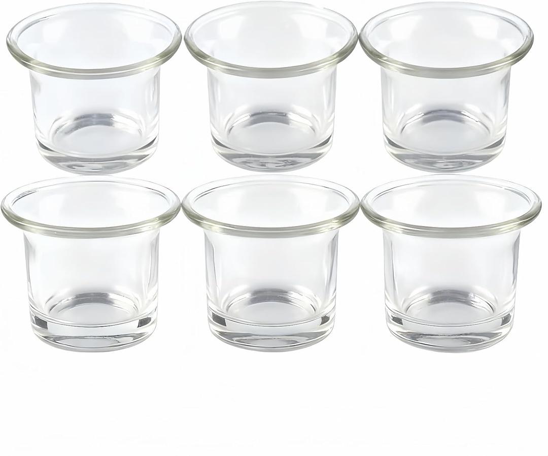 6 Pcs Clear Chunky Glass Lip Votive Candle Holders Tealight Votive Cups for Wedding Proposal, Spa Aromatherapy, Meditation, Table Decorations Clear Cups