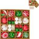42PCS Shatterproof Christmas Ornaments Ball Set, 2.36 Inch Glittering Plastic Holiday Decorations with Hooks, Vibrant Colors Many Styles, Suitable for Christmas Tree Garden Christmas Decoration