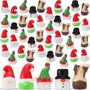 60 Pcs Mini Christmas Gnomes Tiny Santa Gnome Statues Miniature Snowman Elf Figurines for Hide and Seek Little Statue for Landscape Patio Yard Lawn Indoor Plant Pots Fairy Decor