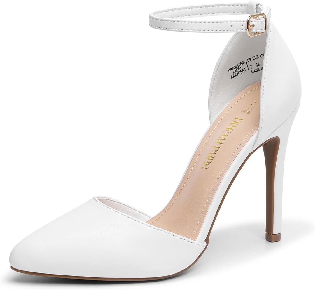 DREAM PAIRS Women's Oppointed-Lacey Pointed Toe Ankle Strap High Heel Stiletto Pumps Wedding Dress Shoes (9)
