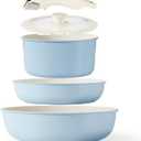 CAROTE Pots and Pans Set, Nonstick Cookware Set Detachable Handle, 15pcs Induction Kitchen Cookware Sets Non Stick with Removable Handle, RV Cookware Set, Oven Safe, Sky Blue