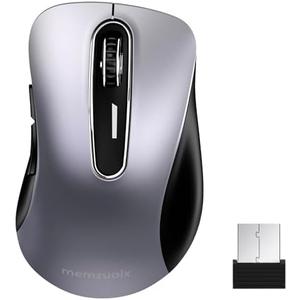 memzuoix 2.4G Wireless Mouse, 1400 DPI Mobile Optical Cordless Mouse with USB Receiver, Portable Computer Mice Wireless Mice for Laptop, PC, Desktop, MacBook, 5 Buttons (Gunmetal)